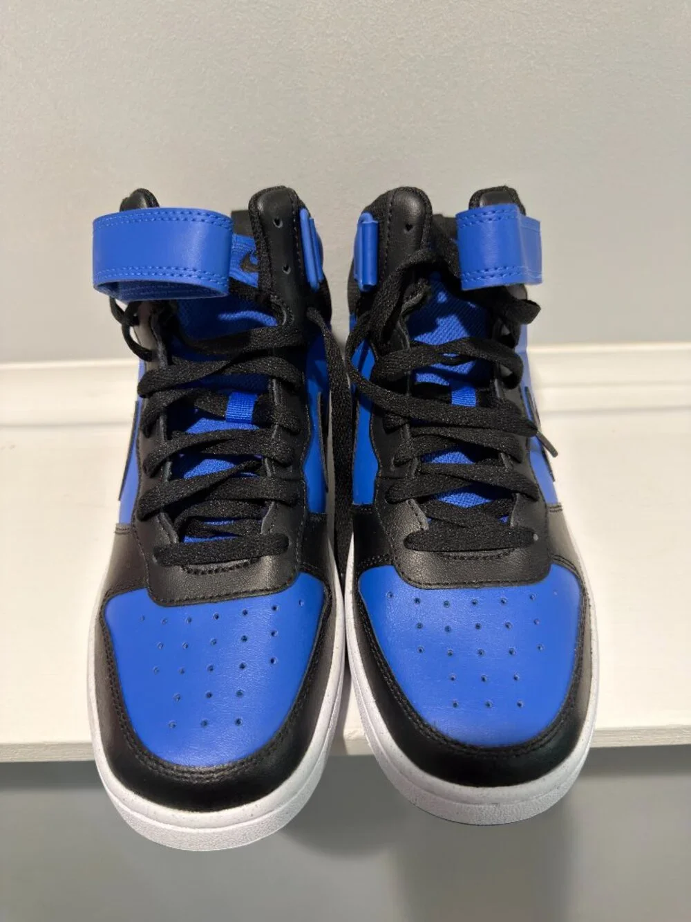 Nike Court Borough Mid 2 Kids Sneakers Blue Black Strap Shoes Size 7